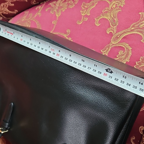 Coach Mollie Black Leather Tote with Red Interior - Picture 7 of 16